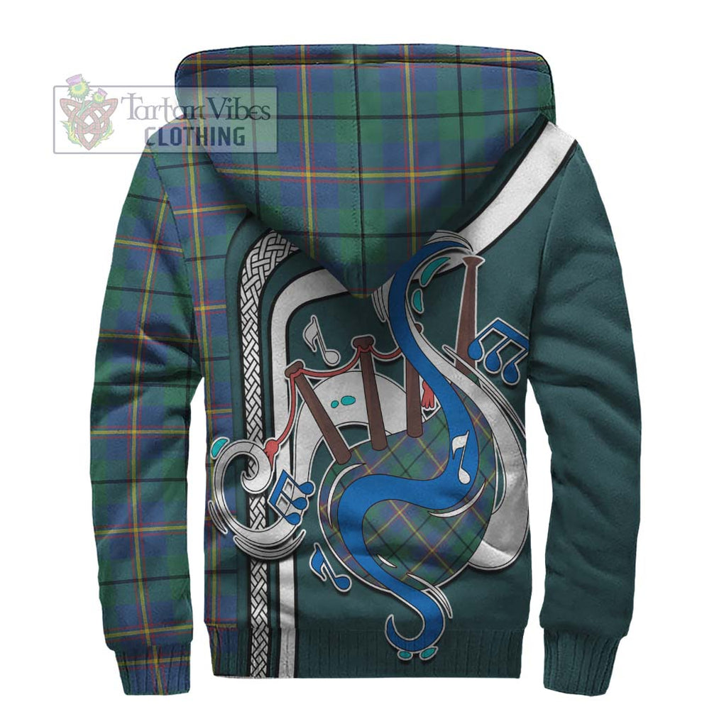 Carmichael Ancient Tartan Sherpa Hoodie with Epic Bagpipe Style - Tartanvibesclothing Shop