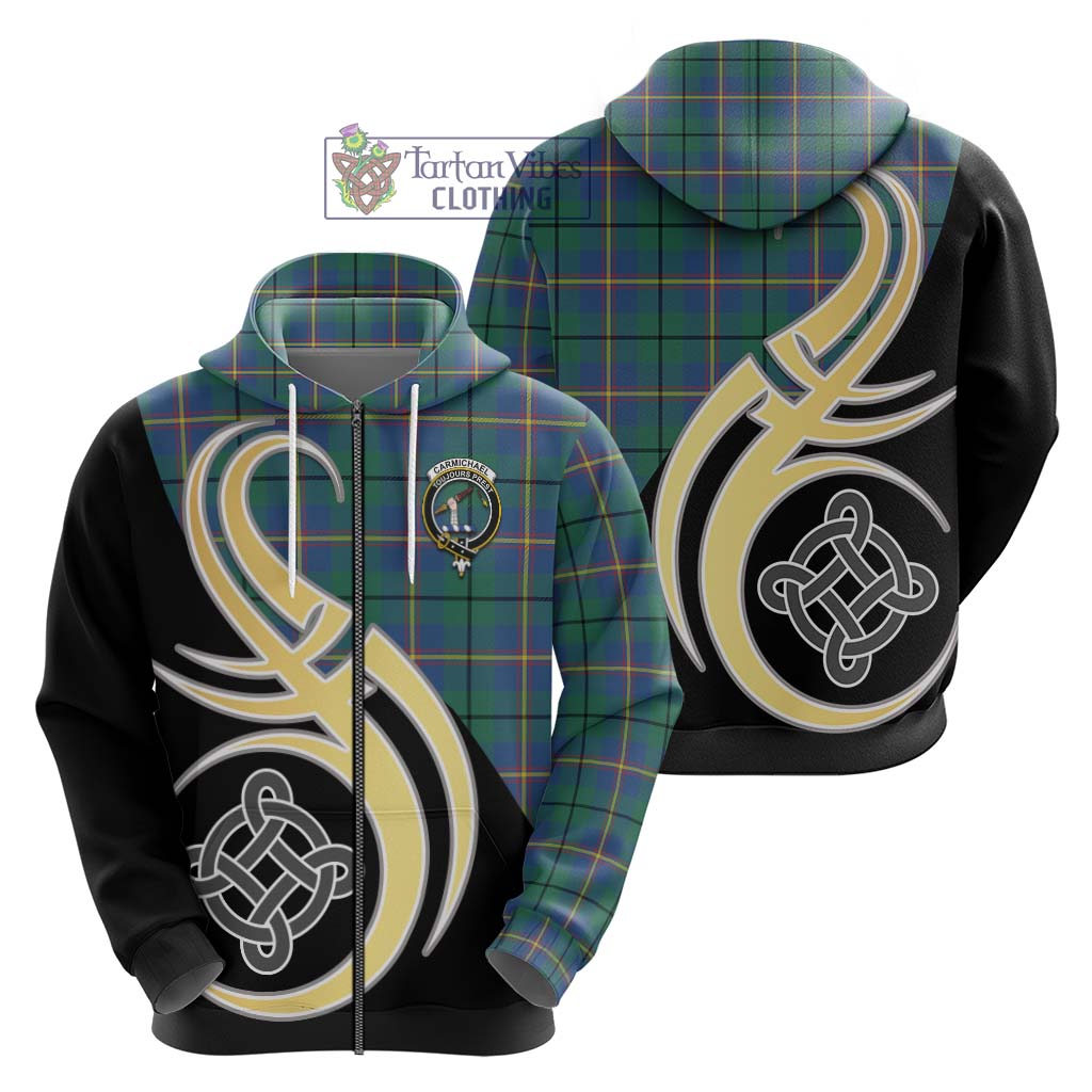 Carmichael Ancient Tartan Hoodie with Family Crest and Celtic Symbol Style - Tartan Vibes Clothing