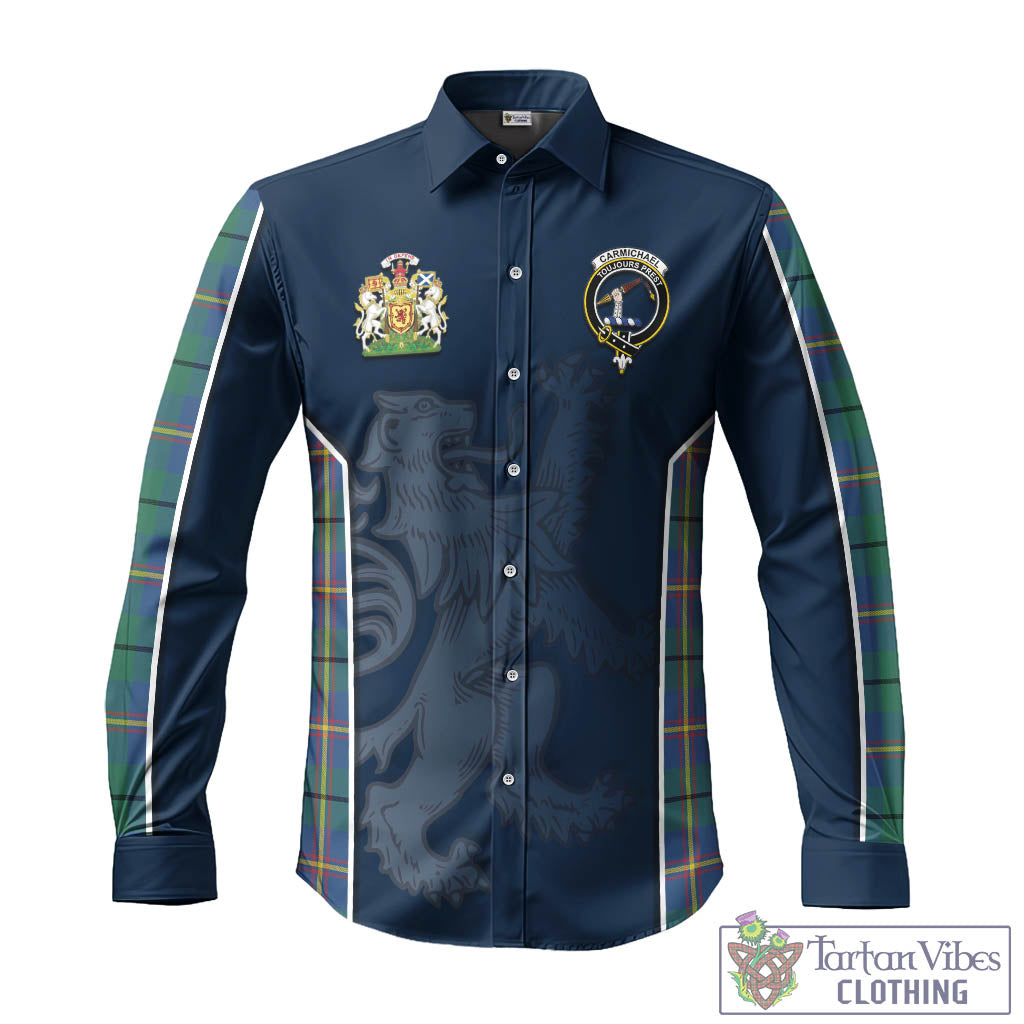 Tartan Vibes Clothing Carmichael Ancient Tartan Long Sleeve Button Up Shirt with Family Crest and Lion Rampant Vibes Sport Style