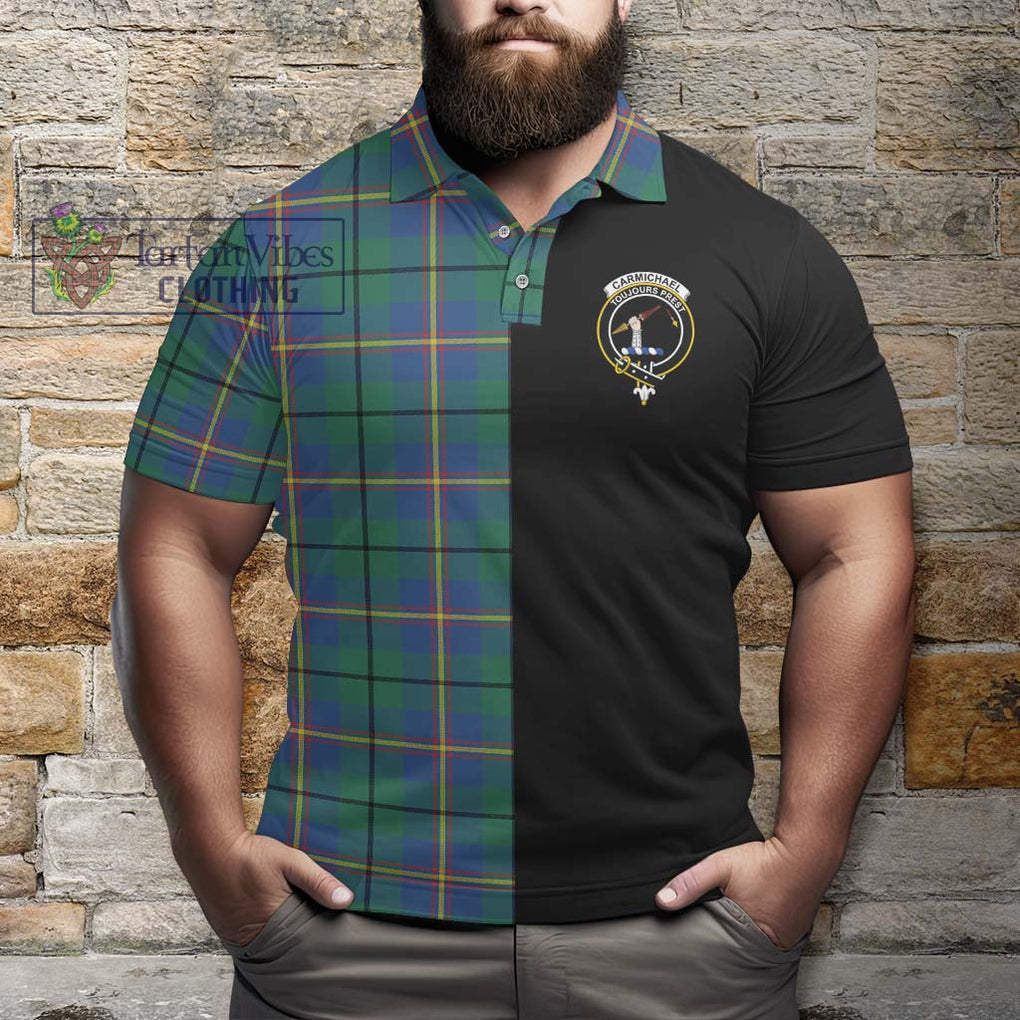 Carmichael Ancient Tartan Polo Shirt with Family Crest and Half Of Me Style - Tartanvibesclothing Shop