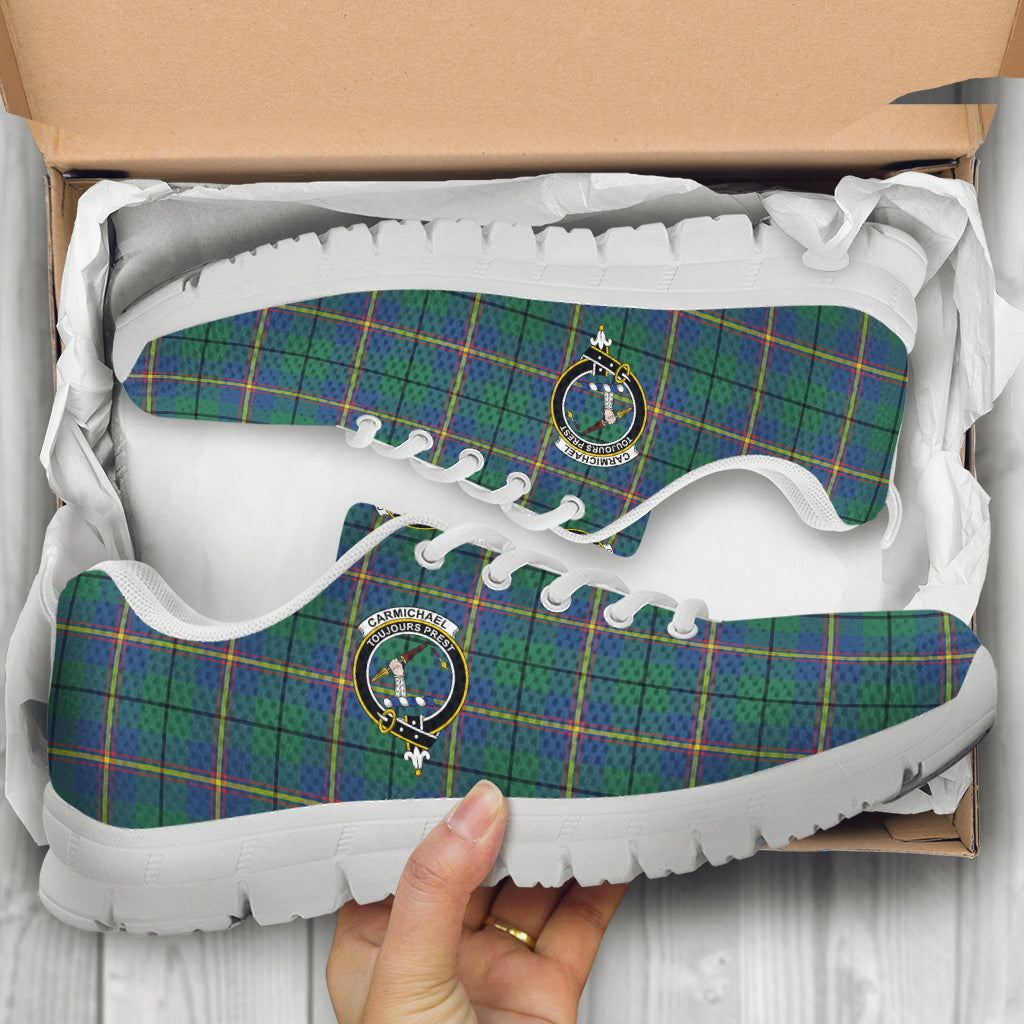 Carmichael Ancient Tartan Sneakers with Family Crest - Tartan Vibes Clothing