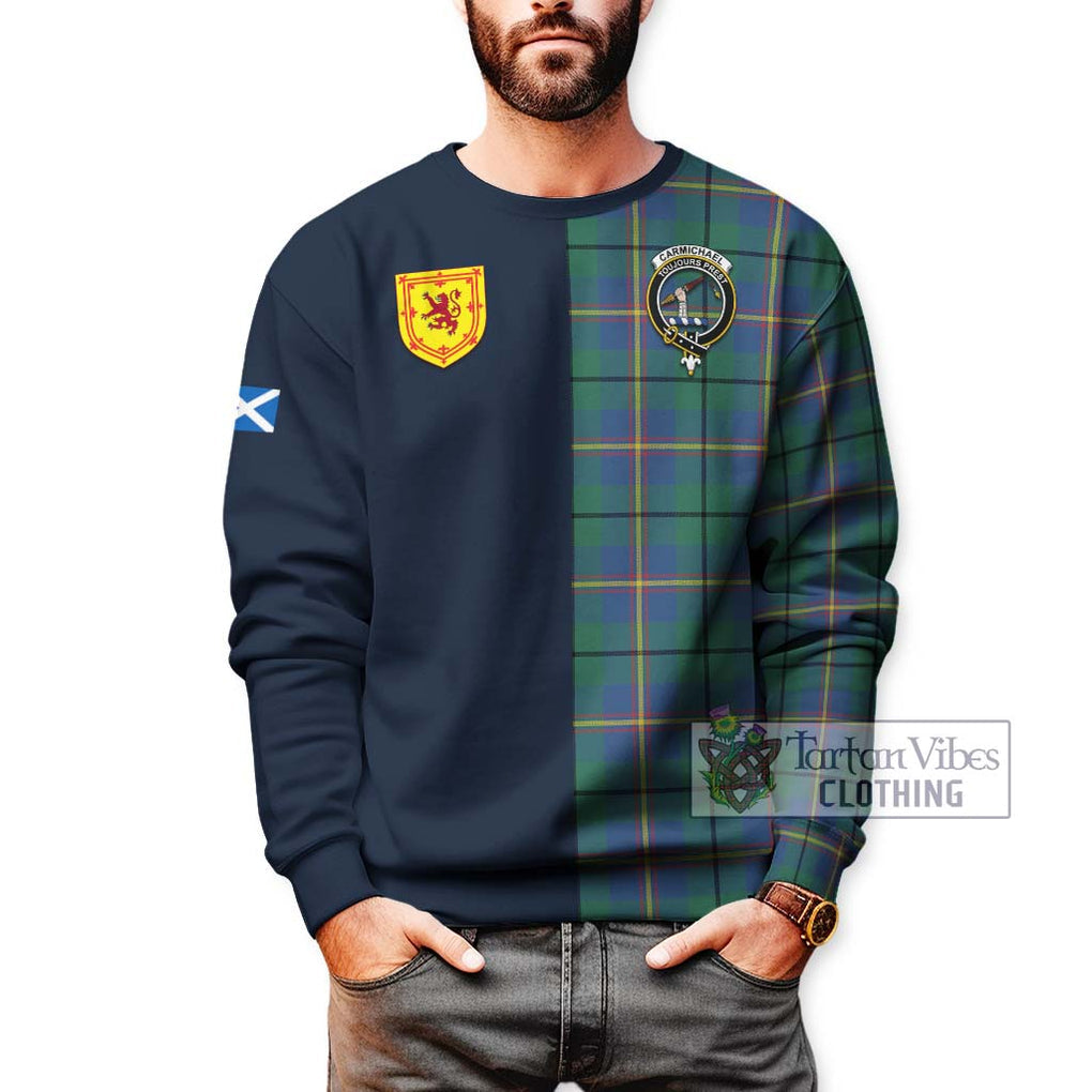 Tartan Vibes Clothing Carmichael Ancient Tartan Sweatshirt with Scottish Lion Royal Arm Half Style