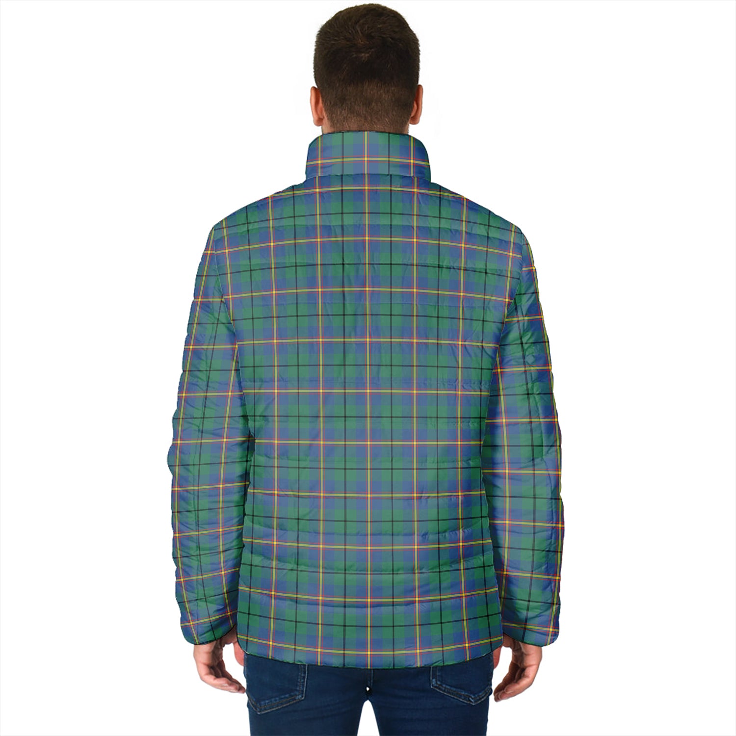 Carmichael Ancient Tartan Padded Jacket with Family Crest - Tartanvibesclothing