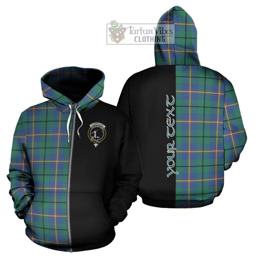 Carmichael Ancient Tartan Hoodie with Family Crest and Half Of Me Style - Tartanvibesclothing Shop