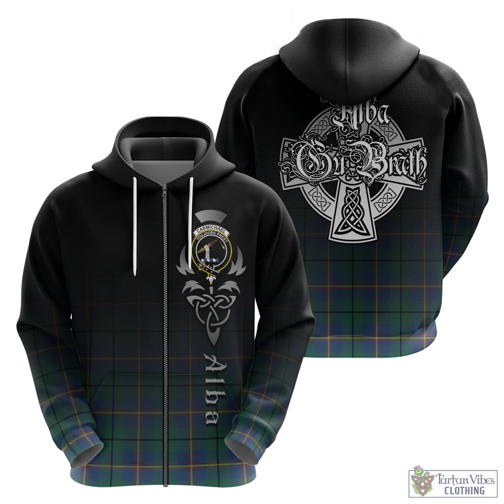 Tartan Vibes Clothing Carmichael Ancient Tartan Hoodie Featuring Alba Gu Brath Family Crest Celtic Inspired