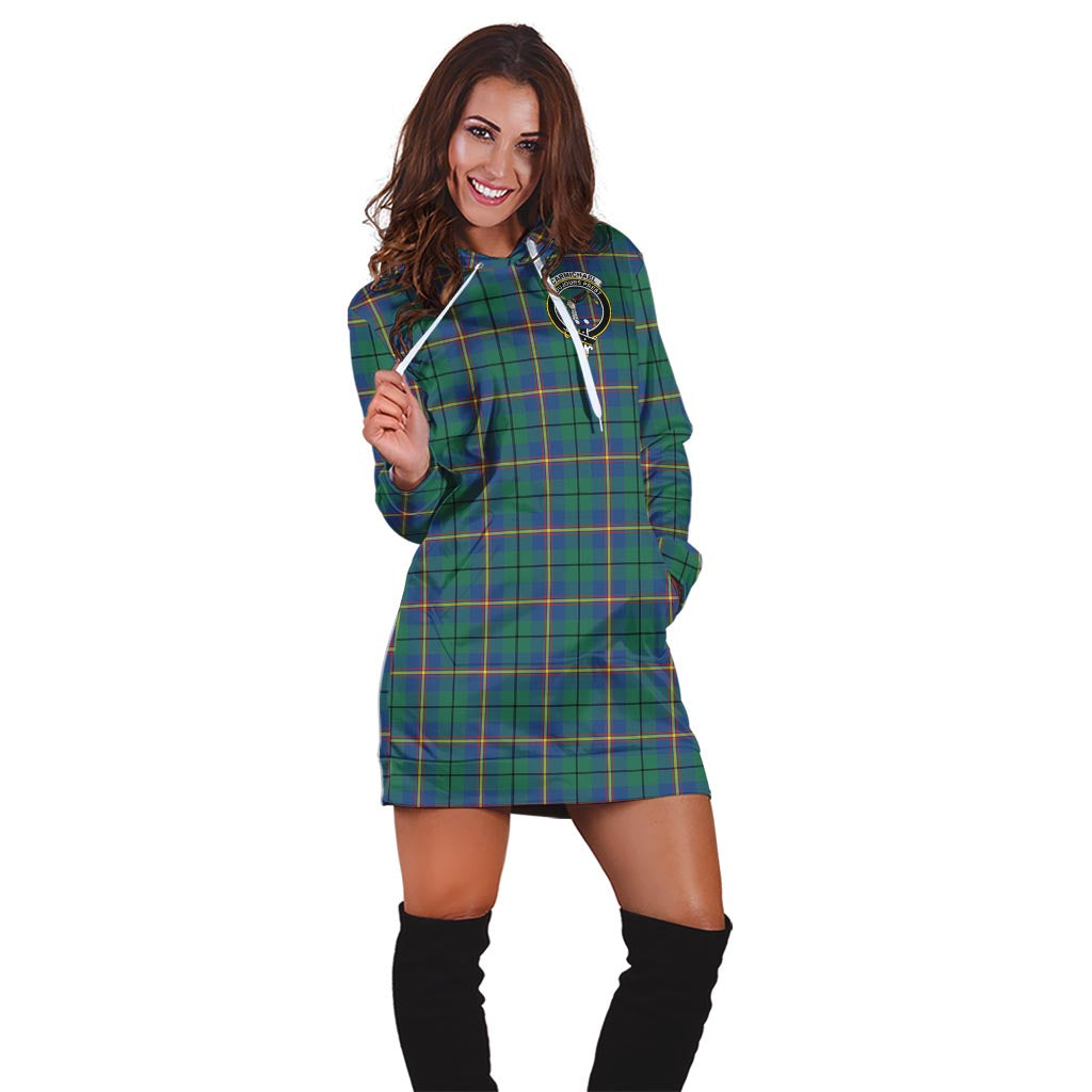 Carmichael Ancient Tartan Hoodie Dress with Family Crest - Tartan Vibes Clothing