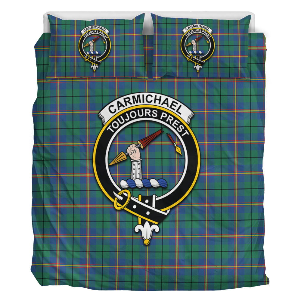 Carmichael Ancient Tartan Bedding Set with Family Crest - Tartan Vibes Clothing