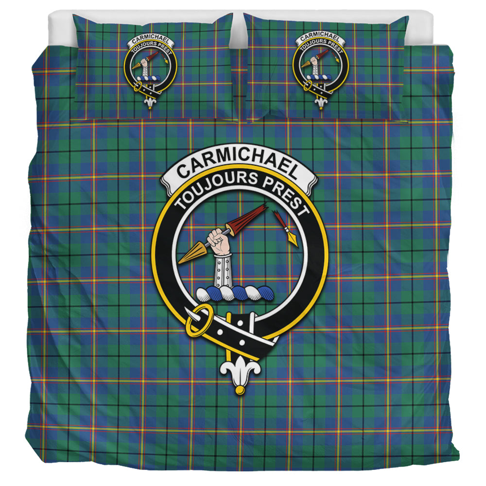 Carmichael Ancient Tartan Bedding Set with Family Crest UK Bedding Set UK Super King 104*94 inch - Tartan Vibes Clothing