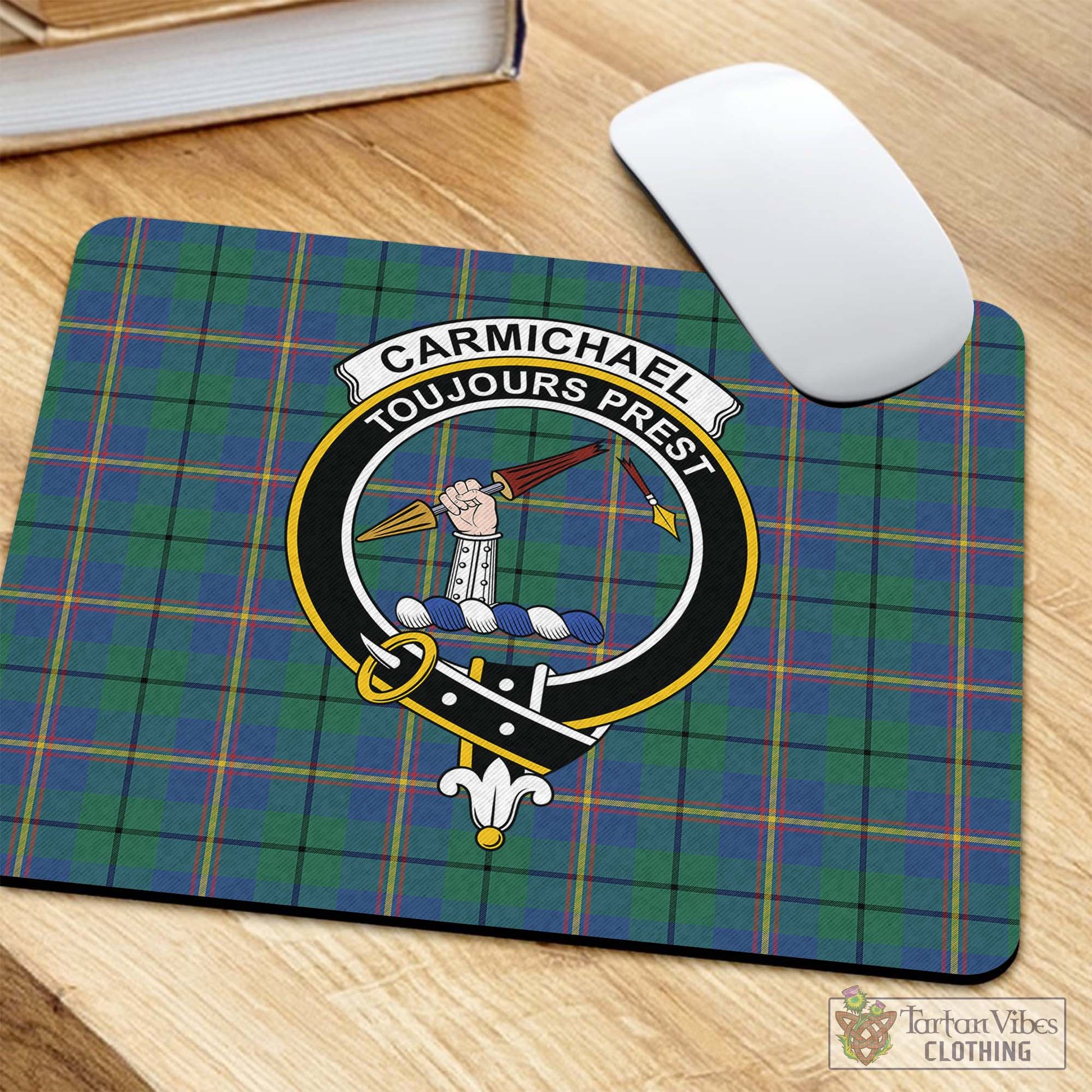 Tartan Vibes Clothing Carmichael Ancient Tartan Mouse Pad with Family Crest