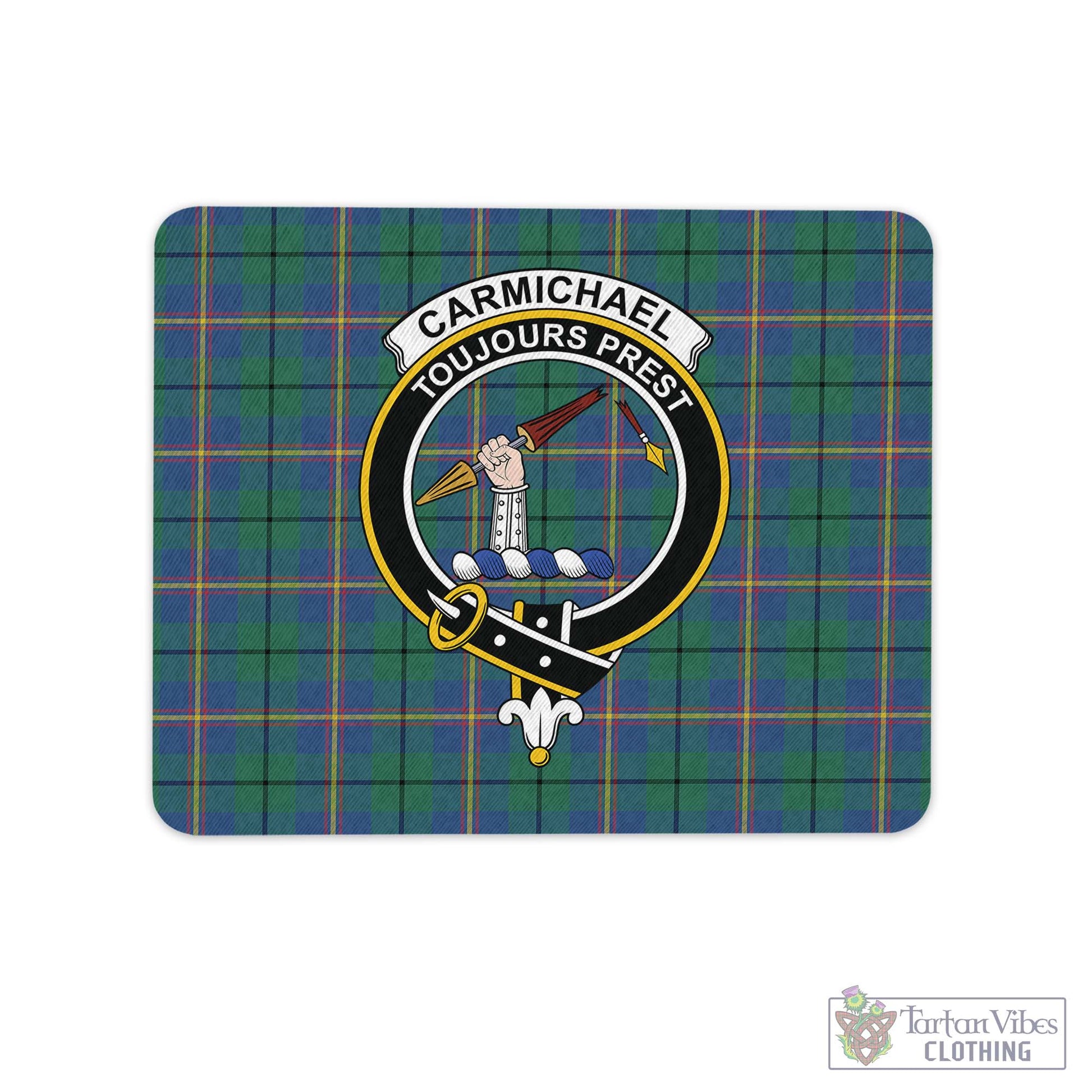 Tartan Vibes Clothing Carmichael Ancient Tartan Mouse Pad with Family Crest