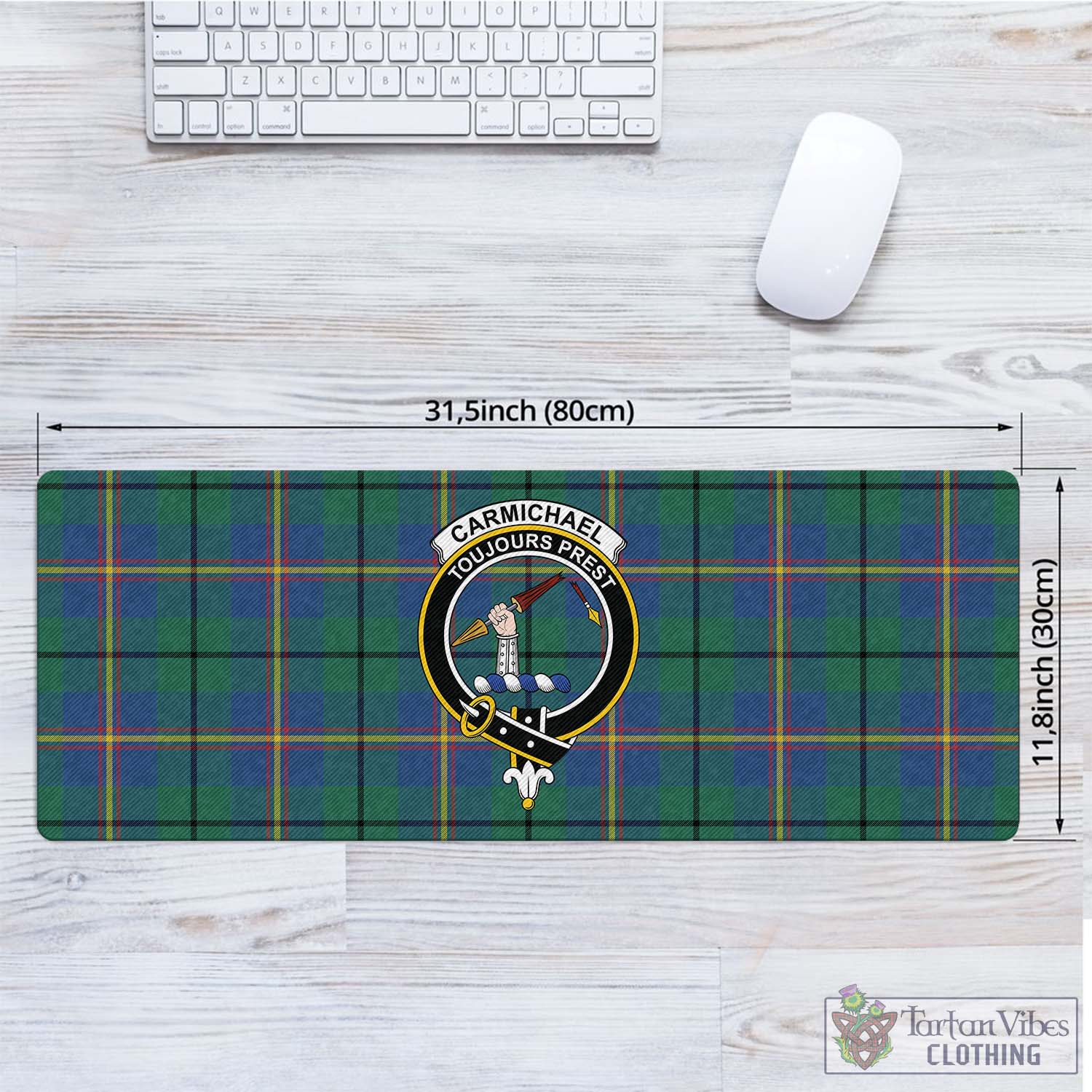 Tartan Vibes Clothing Carmichael Ancient Tartan Mouse Pad with Family Crest