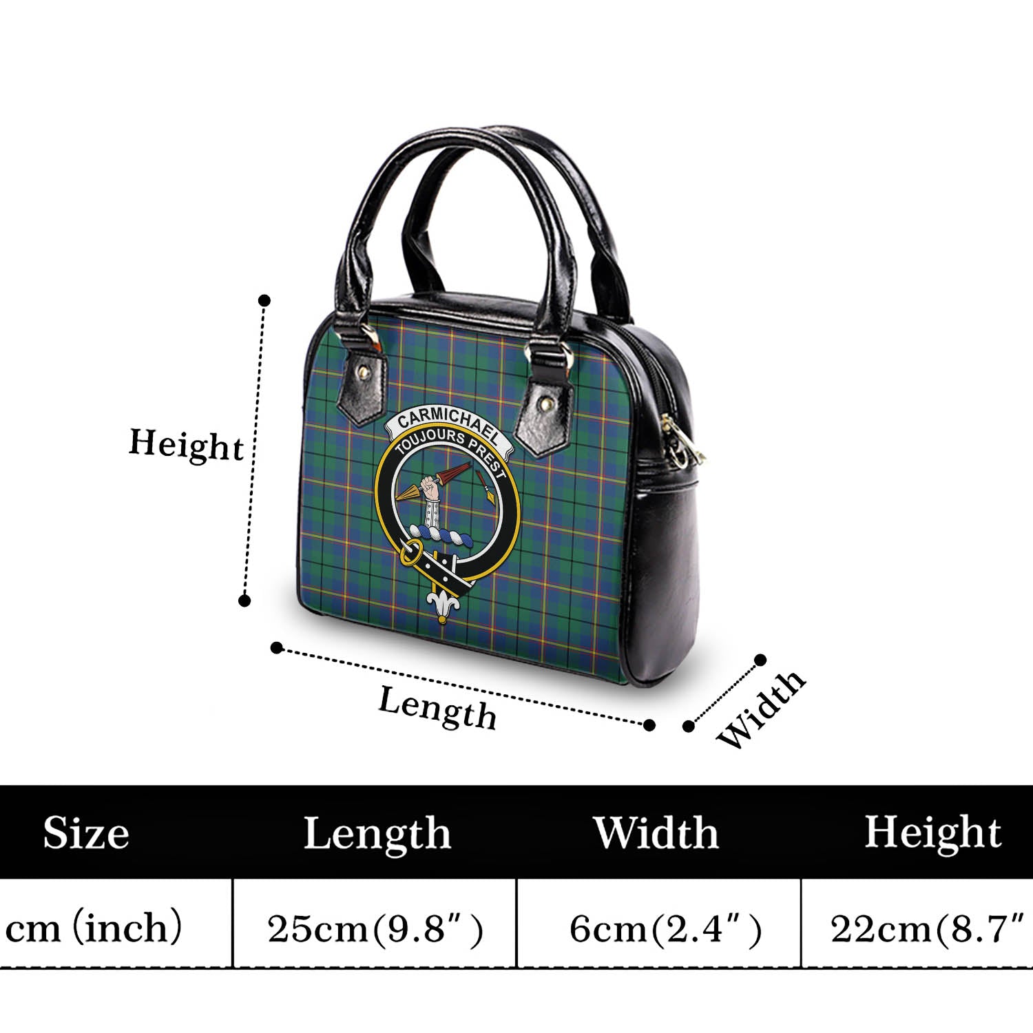 Carmichael Ancient Tartan Shoulder Handbags with Family Crest - Tartanvibesclothing