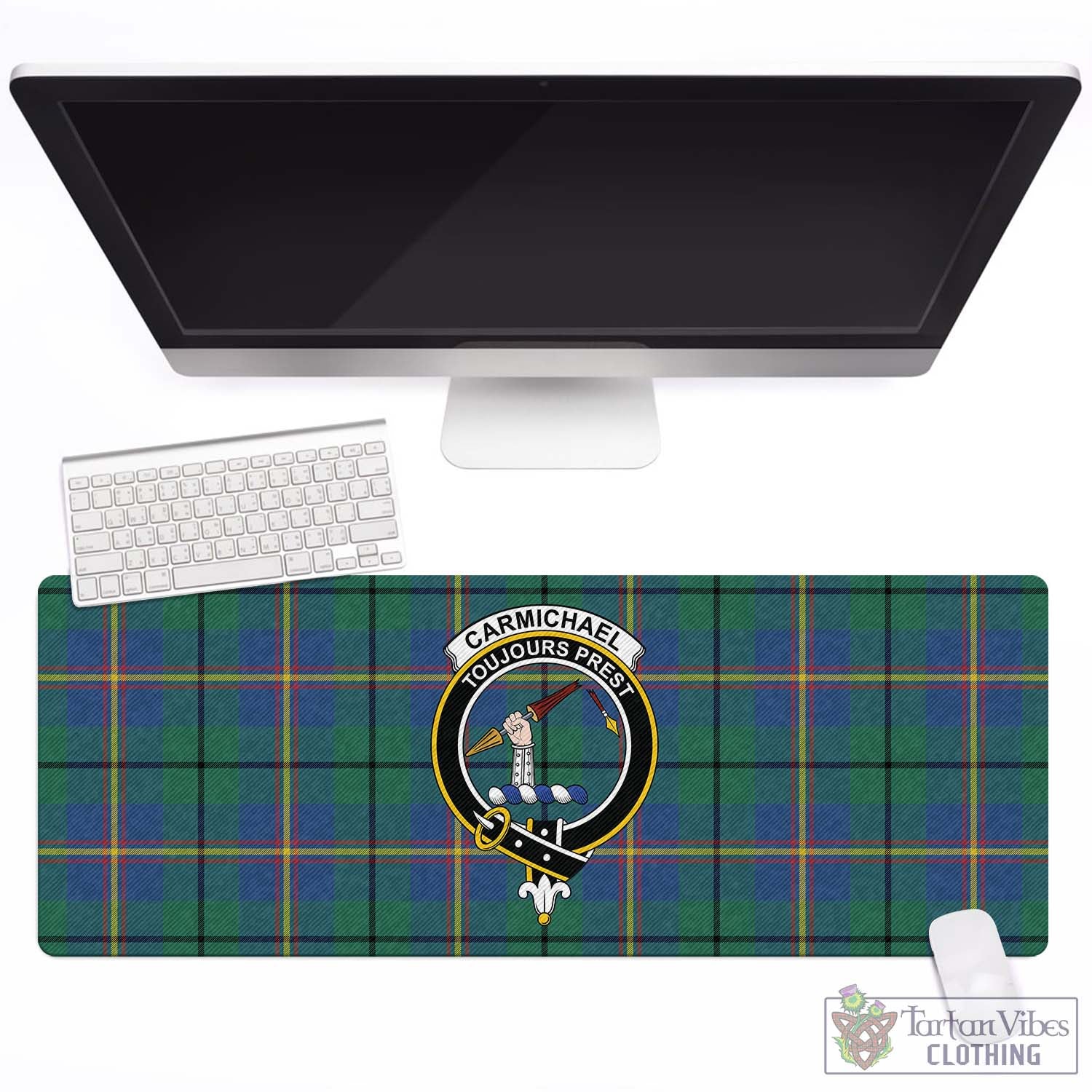 Tartan Vibes Clothing Carmichael Ancient Tartan Mouse Pad with Family Crest