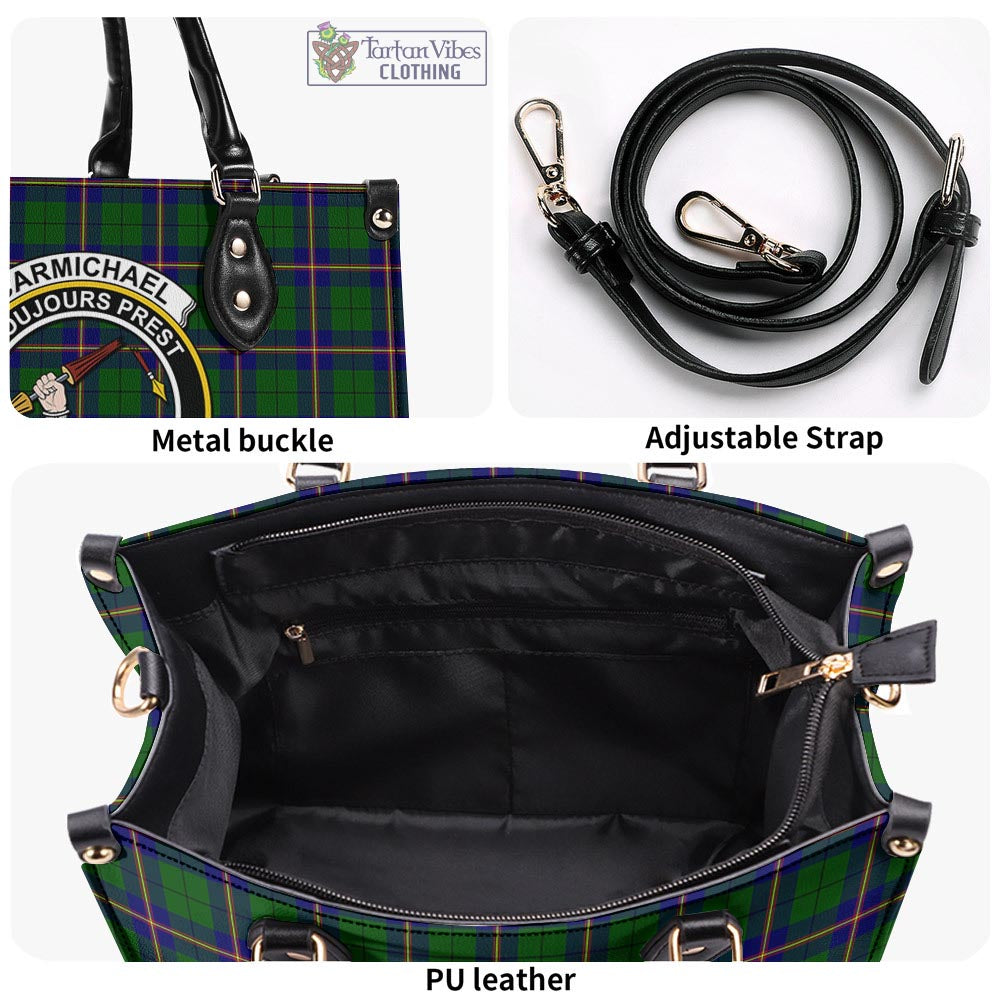 Tartan Vibes Clothing Carmichael Modern Tartan Luxury Leather Handbags with Family Crest