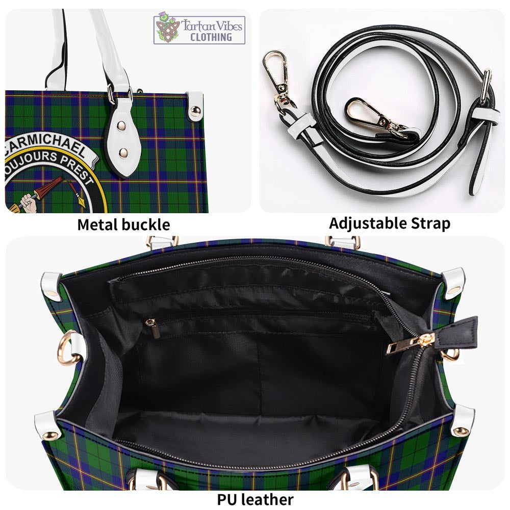 Tartan Vibes Clothing Carmichael Modern Tartan Luxury Leather Handbags with Family Crest