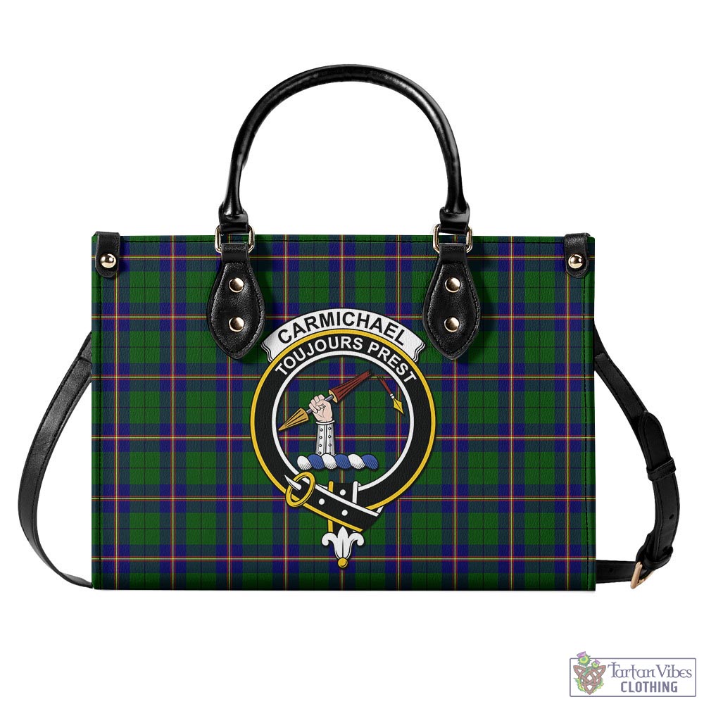 Tartan Vibes Clothing Carmichael Modern Tartan Luxury Leather Handbags with Family Crest