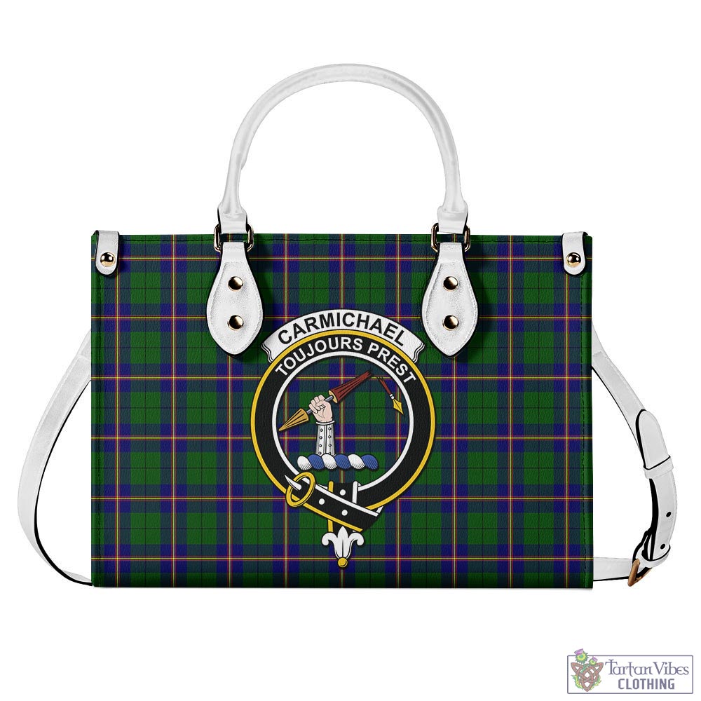 Tartan Vibes Clothing Carmichael Modern Tartan Luxury Leather Handbags with Family Crest