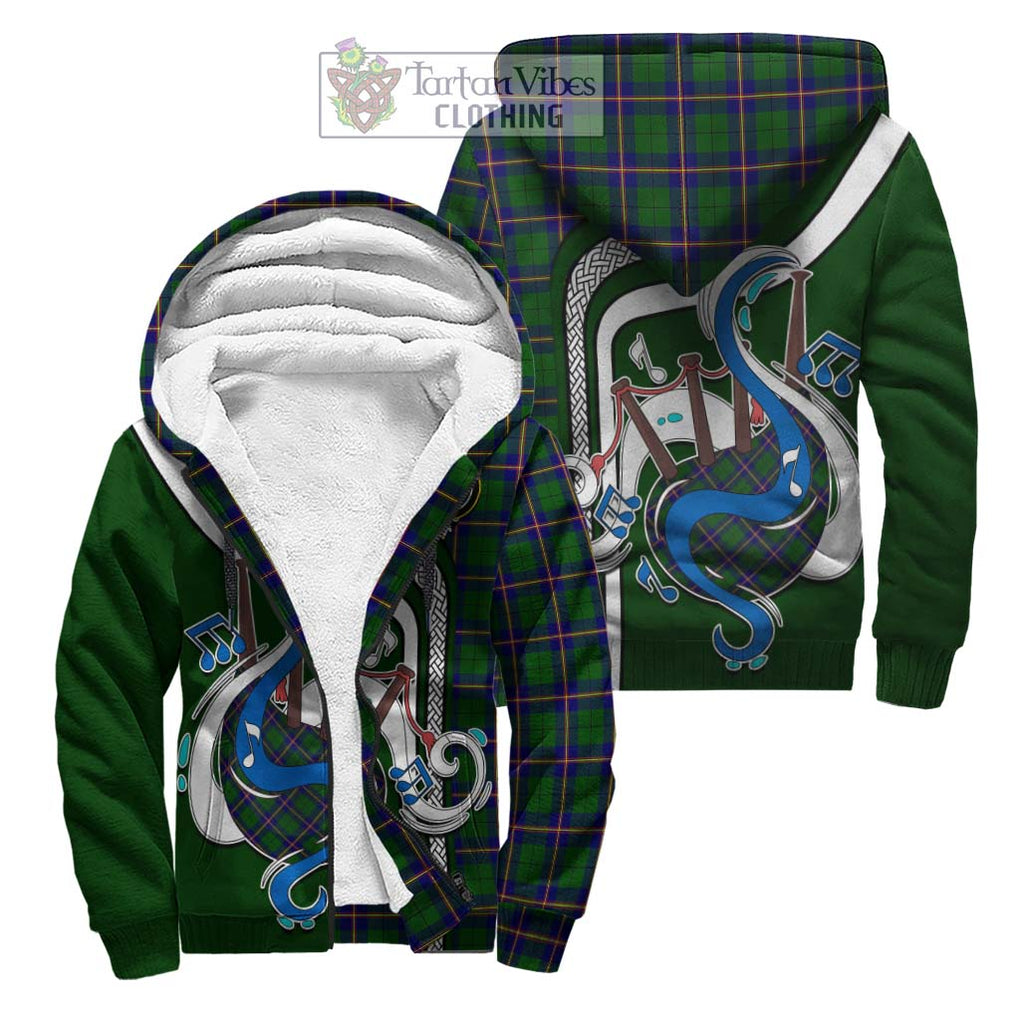 Carmichael Modern Tartan Sherpa Hoodie with Epic Bagpipe Style Unisex S - Tartanvibesclothing Shop