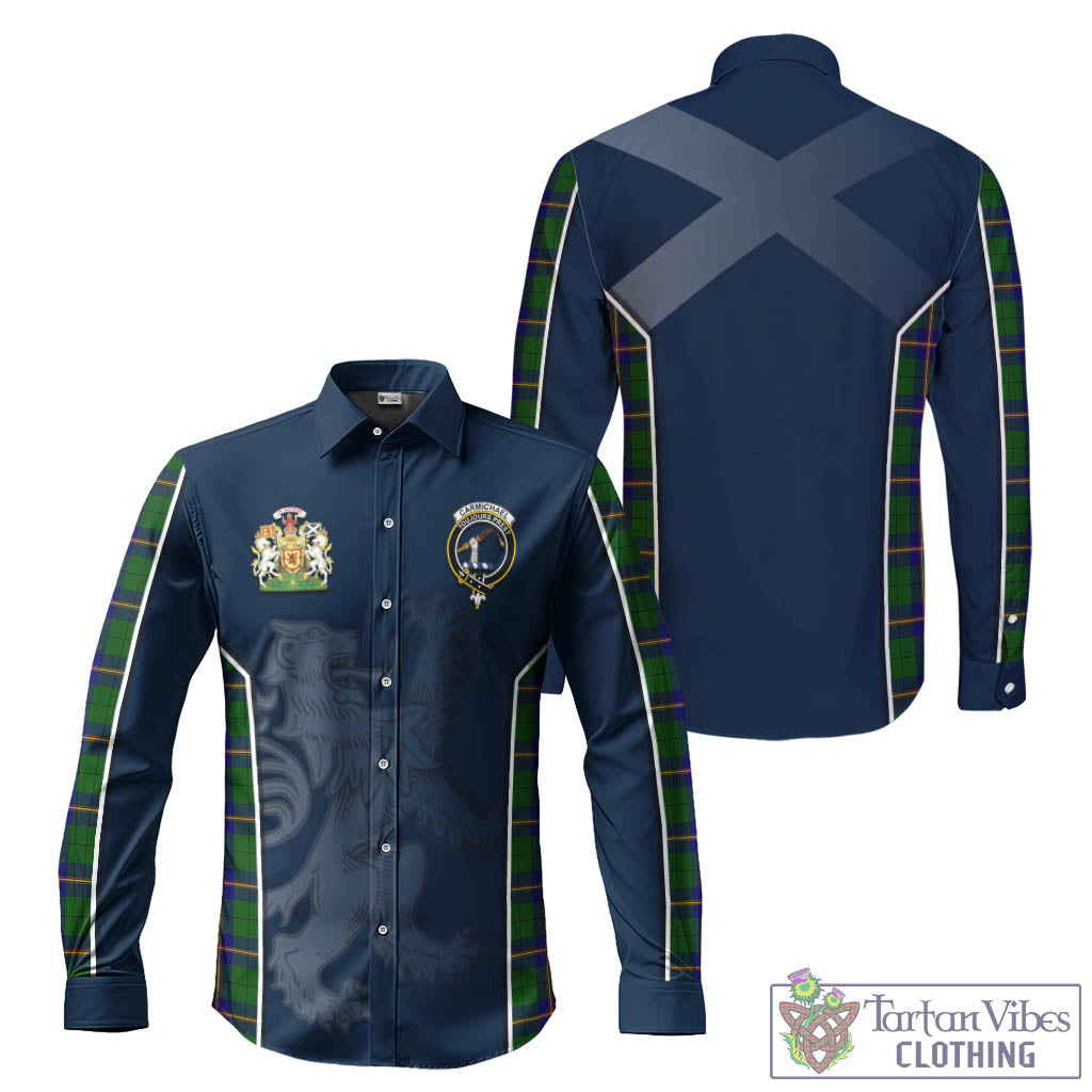 Tartan Vibes Clothing Carmichael Modern Tartan Long Sleeve Button Up Shirt with Family Crest and Lion Rampant Vibes Sport Style