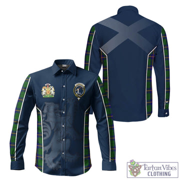 Carmichael Modern Tartan Long Sleeve Button Up Shirt with Family Crest and Lion Rampant Vibes Sport Style