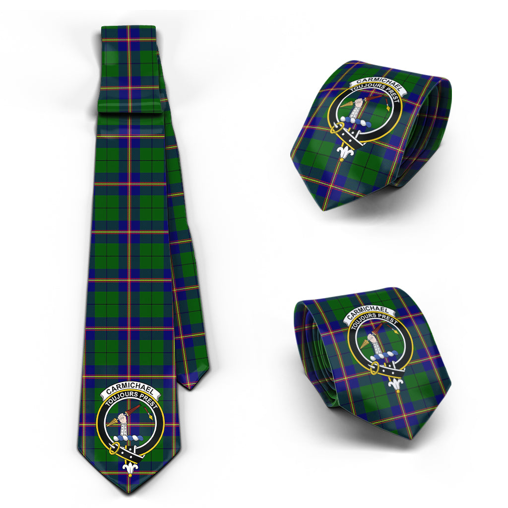 Carmichael Modern Tartan Classic Necktie with Family Crest Necktie One Size - Tartan Vibes Clothing