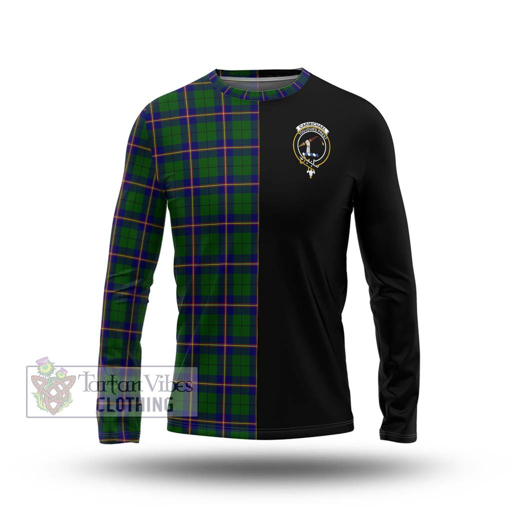 Carmichael Modern Tartan Long Sleeve T-Shirt with Family Crest and Half Of Me Style Unisex - Tartanvibesclothing Shop