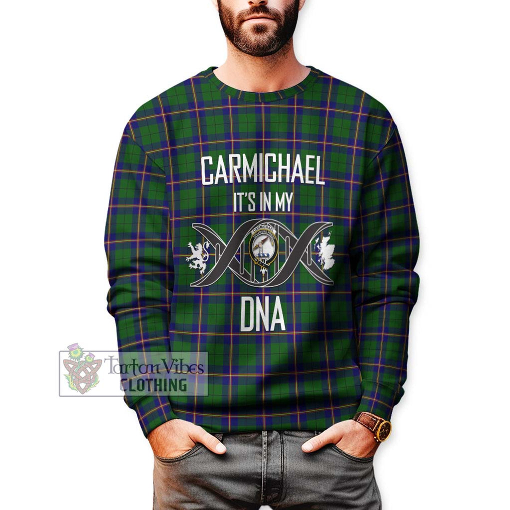 Carmichael Modern Tartan Sweatshirt with Family Crest DNA In Me Style Unisex - Tartanvibesclothing Shop