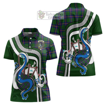 Carmichael Modern Tartan Women's Polo Shirt with Epic Bagpipe Style