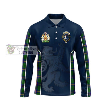 Carmichael Modern Tartan Long Sleeve Polo Shirt with Family Crest and Lion Rampant Vibes Sport Style