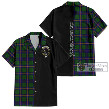 Carmichael Modern Tartan Short Sleeve Button Shirt with Family Crest and Half Of Me Style