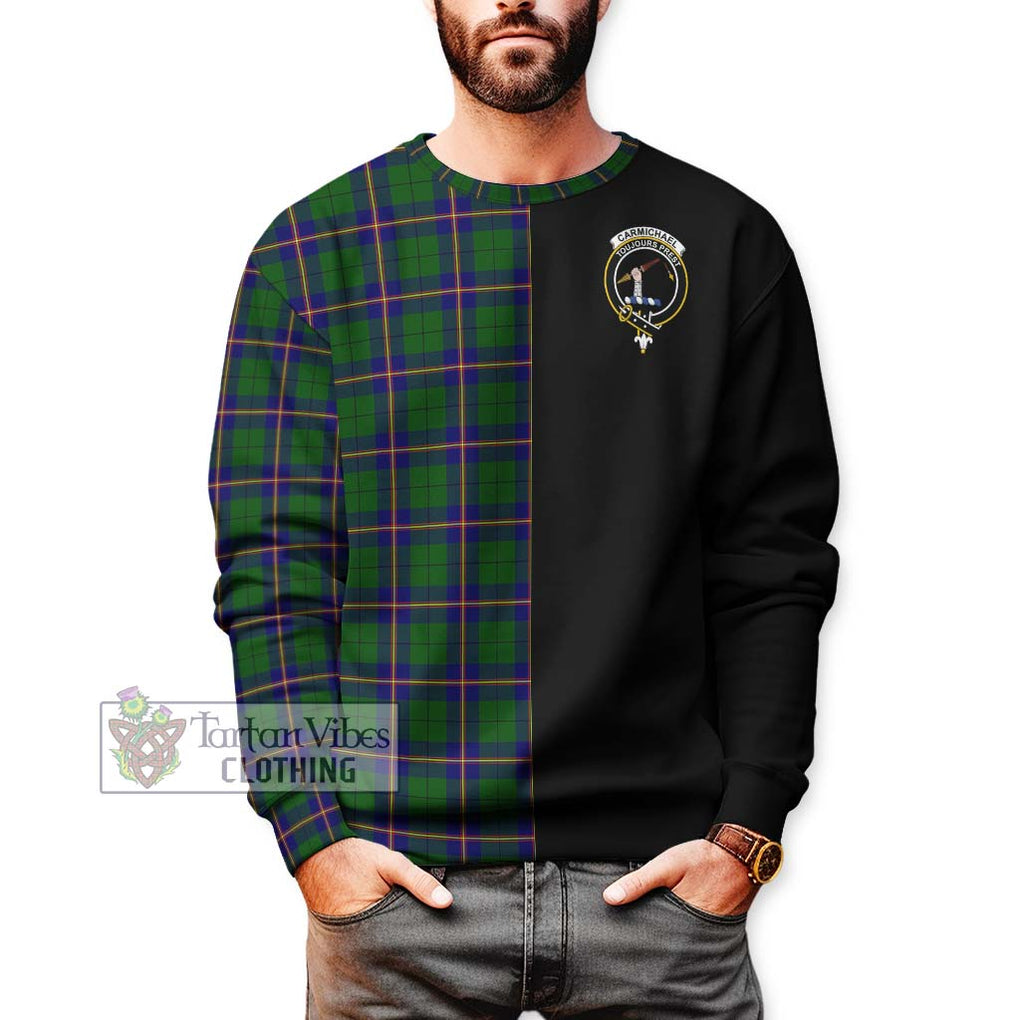 Carmichael Modern Tartan Sweatshirt with Family Crest and Half Of Me Style Unisex - Tartanvibesclothing Shop