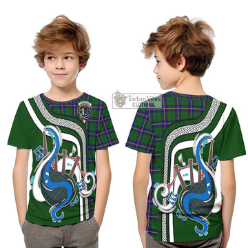 Carmichael Modern Tartan Kid T-Shirt with Epic Bagpipe Style