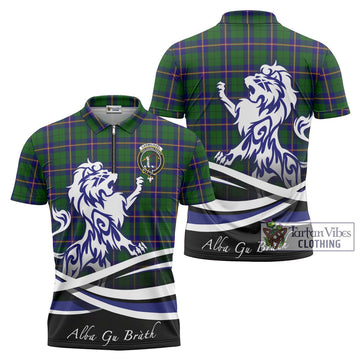 Carmichael Modern Tartan Zipper Polo Shirt with Alba Gu Brath Regal Lion Emblem