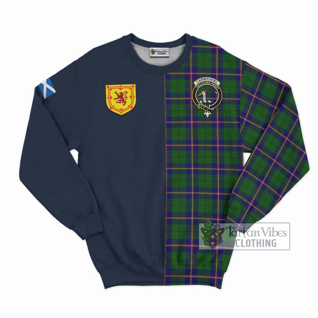 Tartan Vibes Clothing Carmichael Modern Tartan Sweatshirt with Scottish Lion Royal Arm Half Style