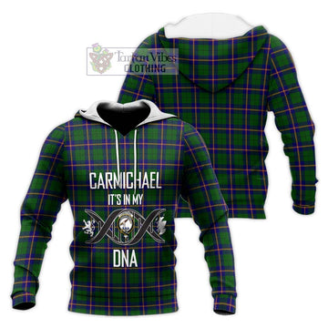 Carmichael Modern Tartan Knitted Hoodie with Family Crest DNA In Me Style