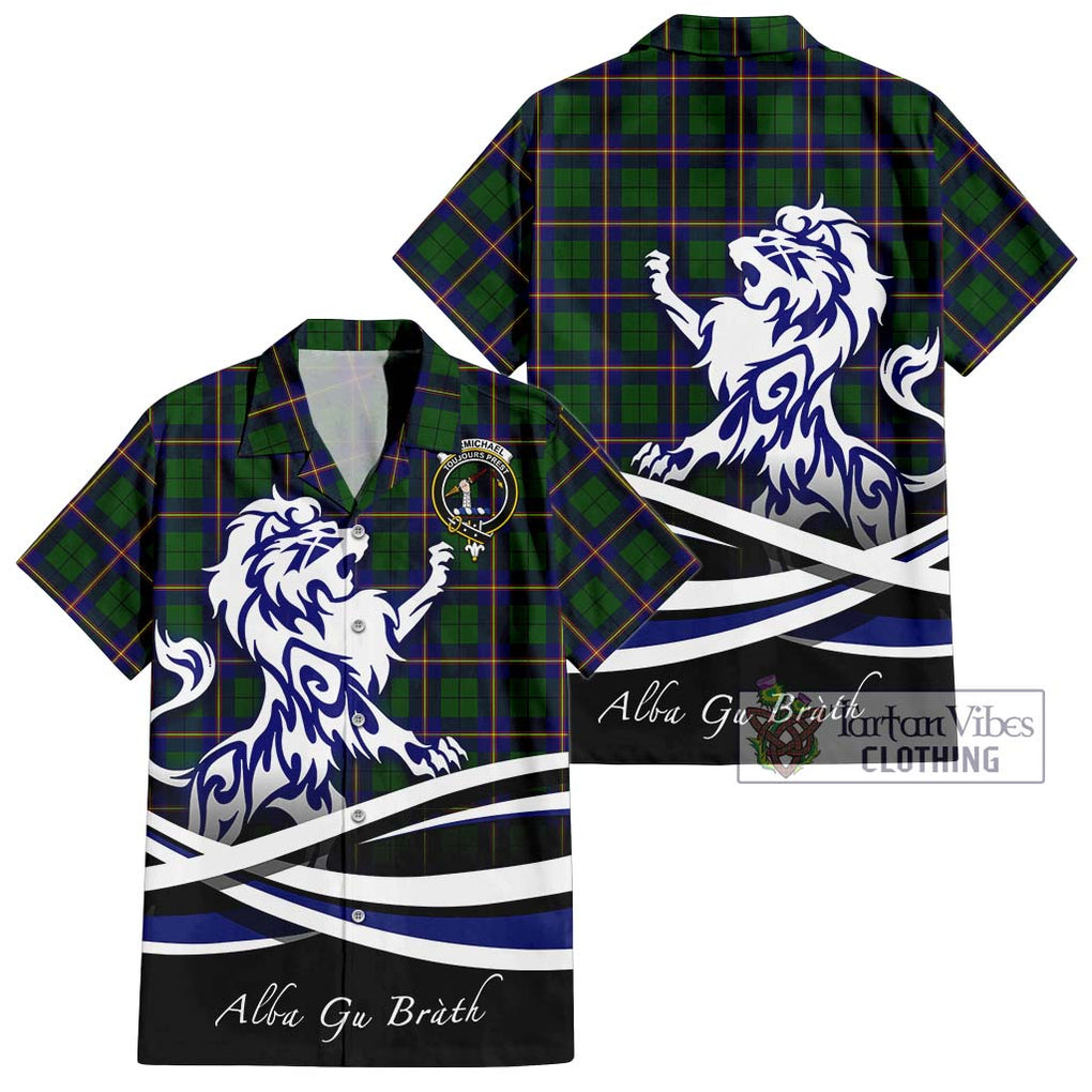 Carmichael Modern Tartan Short Sleeve Button Shirt with Alba Gu Brath Regal Lion Emblem Kid - Tartanvibesclothing Shop