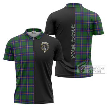 Carmichael Modern Tartan Zipper Polo Shirt with Family Crest and Half Of Me Style