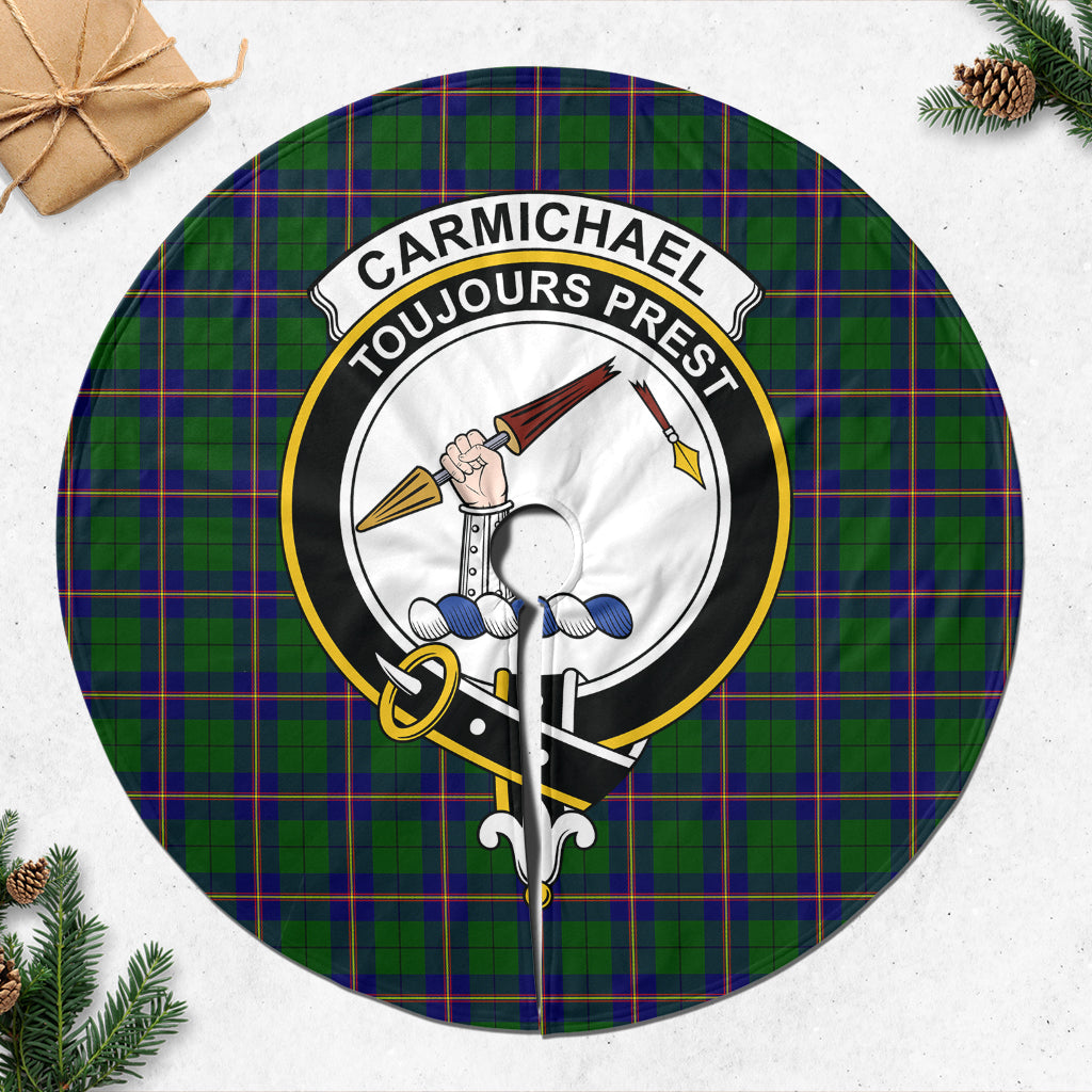 Carmichael Modern Tartan Christmas Tree Skirt with Family Crest - Tartanvibesclothing