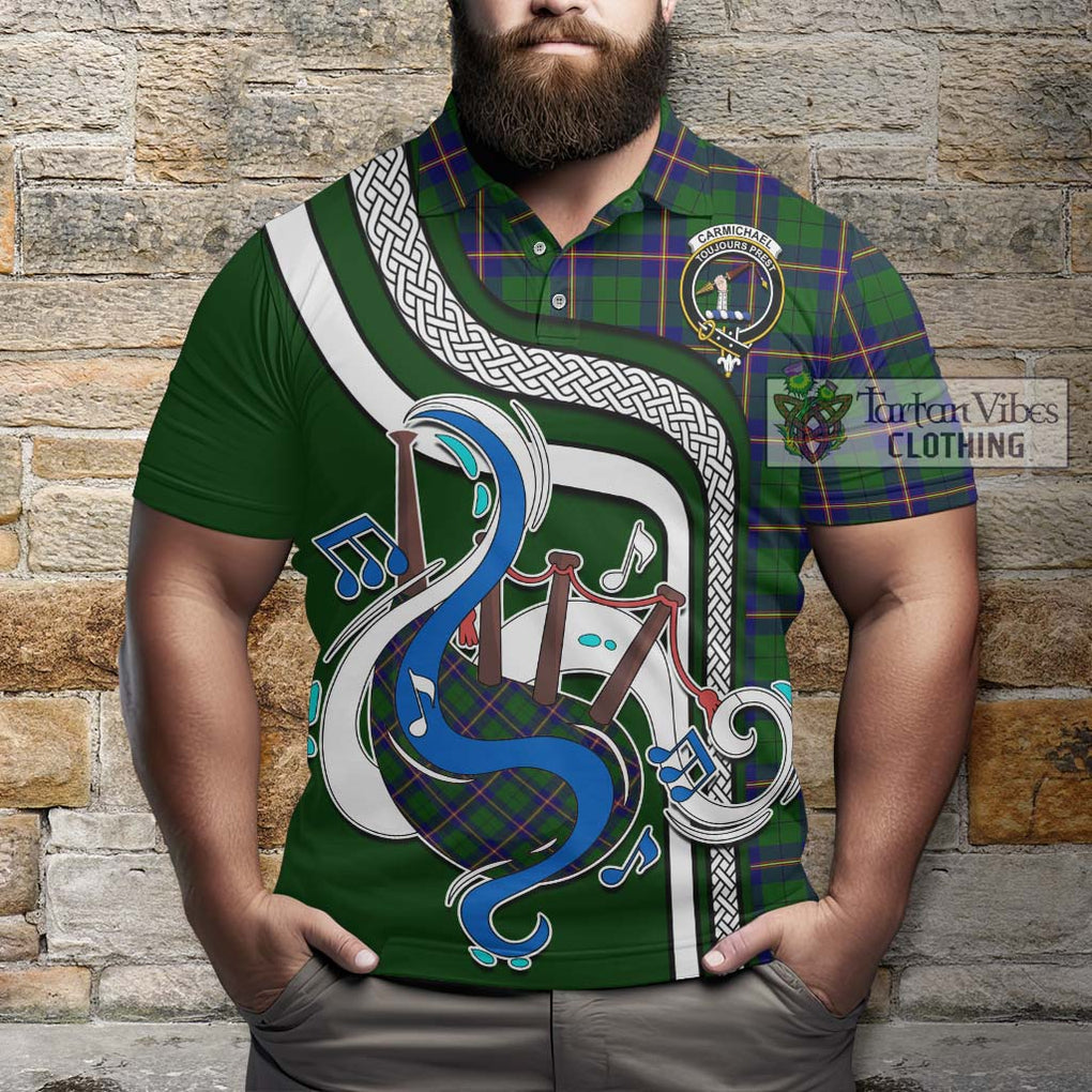 Tartan Vibes Clothing Carmichael Modern Tartan Polo Shirt with Epic Bagpipe Style