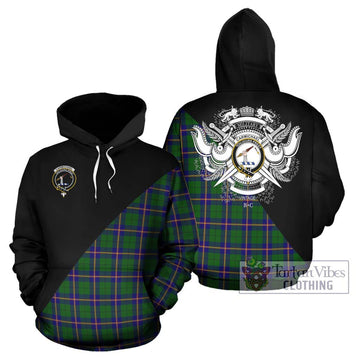 Carmichael Modern Tartan Hoodie with Family Crest and Military Logo Style