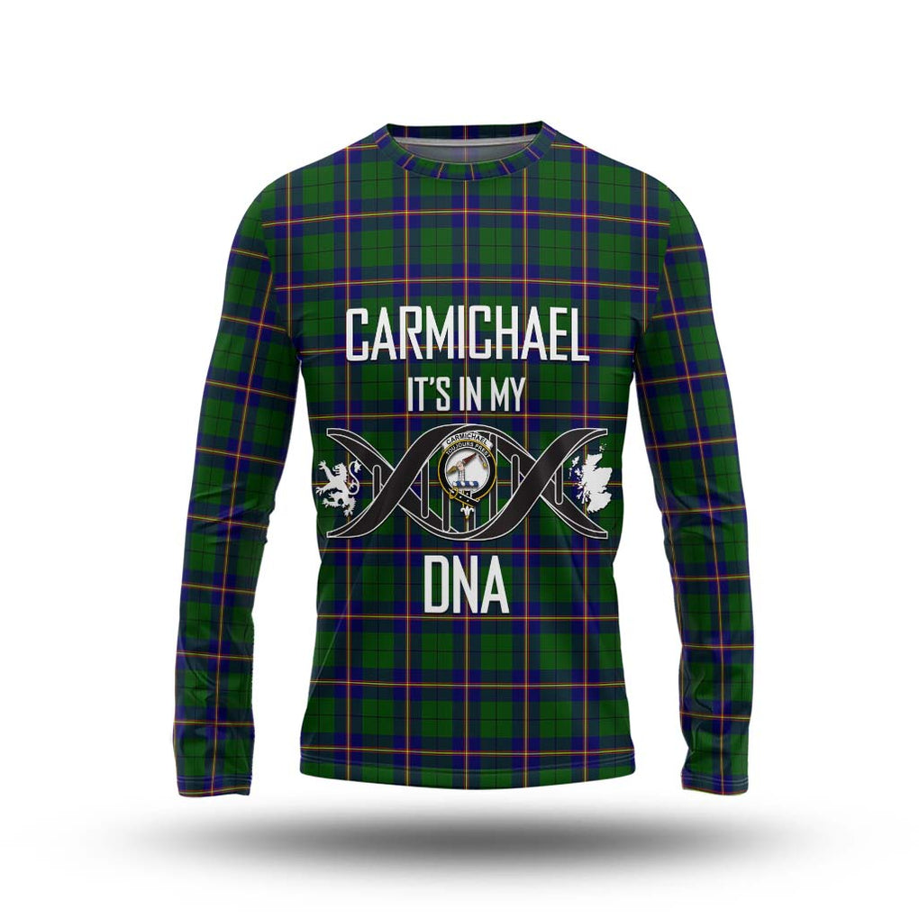 Carmichael Modern Tartan Long Sleeve T-Shirt with Family Crest DNA In Me Style Unisex - Tartanvibesclothing Shop