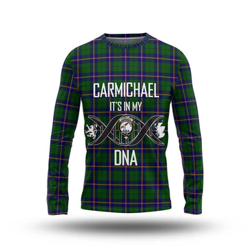 Carmichael Modern Tartan Long Sleeve T-Shirt with Family Crest DNA In Me Style