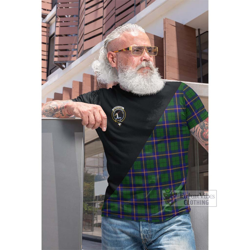 Tartan Vibes Clothing Carmichael Modern Tartan Cotton T-shirt with Family Crest and Military Logo Style