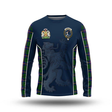 Carmichael Modern Tartan Long Sleeve T-Shirt with Family Crest and Lion Rampant Vibes Sport Style