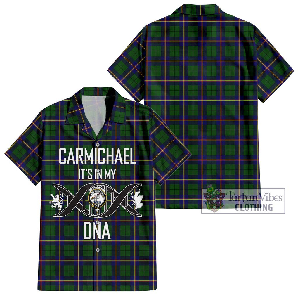 Carmichael Modern Tartan Short Sleeve Button Shirt with Family Crest DNA In Me Style Kid - Tartanvibesclothing Shop