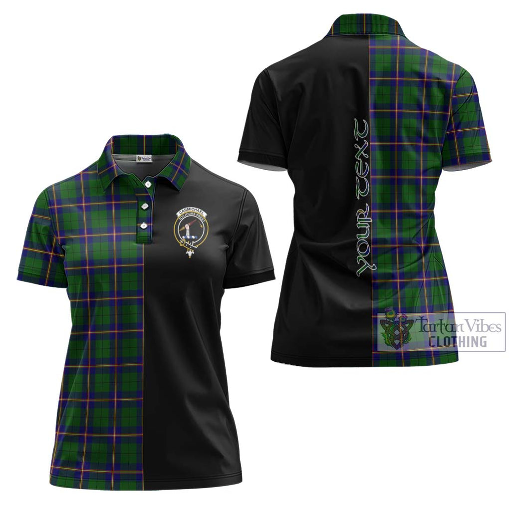 Carmichael Modern Tartan Women's Polo Shirt with Family Crest and Half Of Me Style Women - Tartanvibesclothing Shop