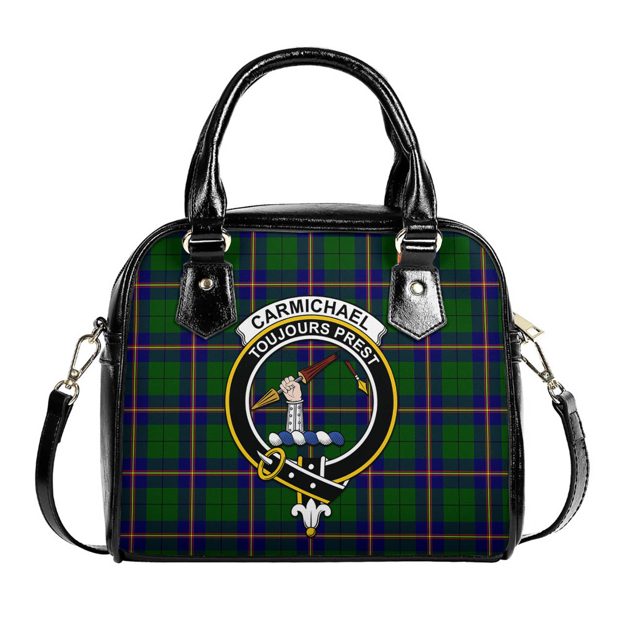 Carmichael Modern Tartan Shoulder Handbags with Family Crest One Size 6*25*22 cm - Tartanvibesclothing