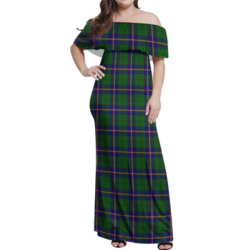 Carmichael Modern Tartan Off Shoulder Long Dress