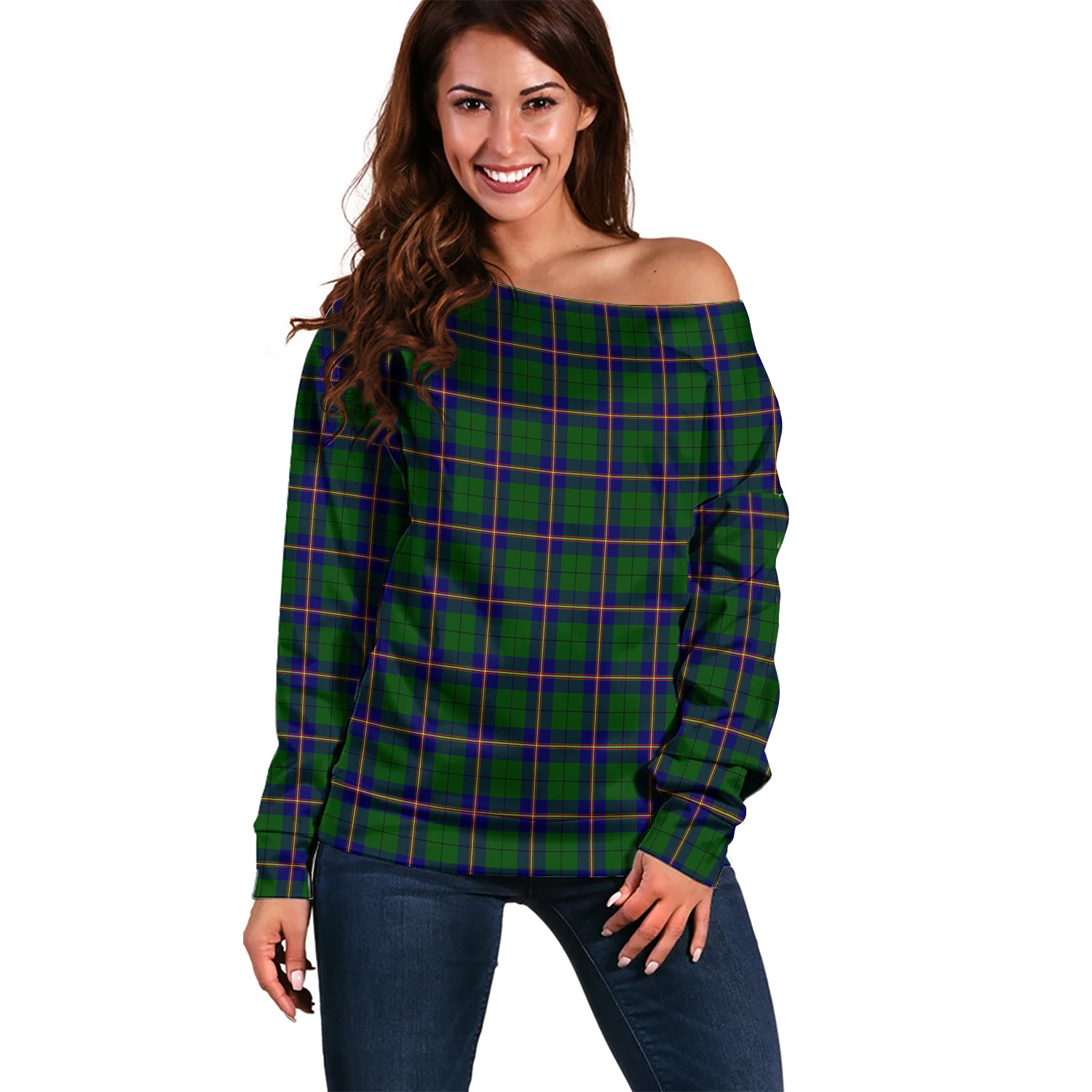 Carmichael Modern Tartan Off Shoulder Women Sweater Women - Tartanvibesclothing