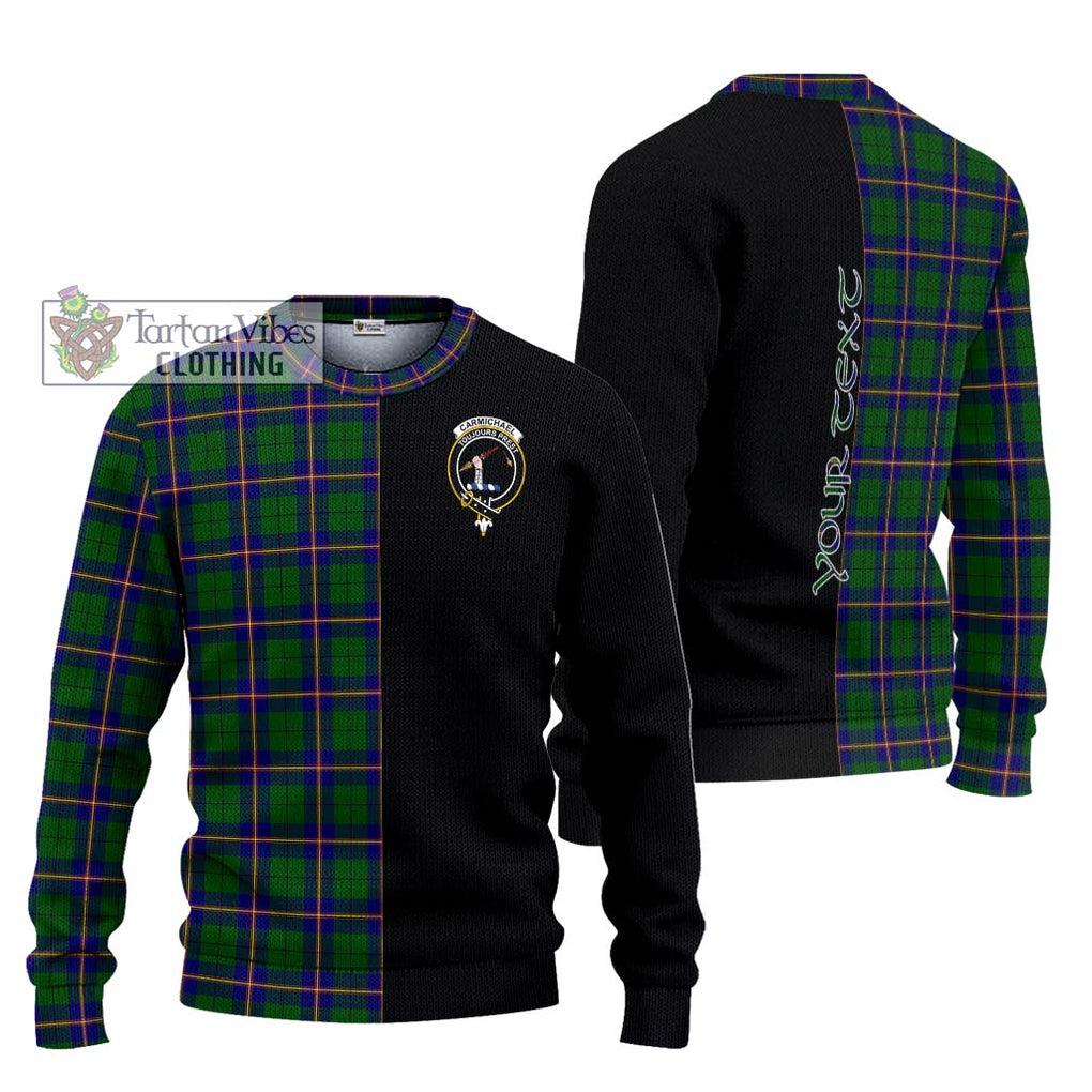 Carmichael Modern Tartan Knitted Sweater with Family Crest and Half Of Me Style Unisex - Tartanvibesclothing Shop